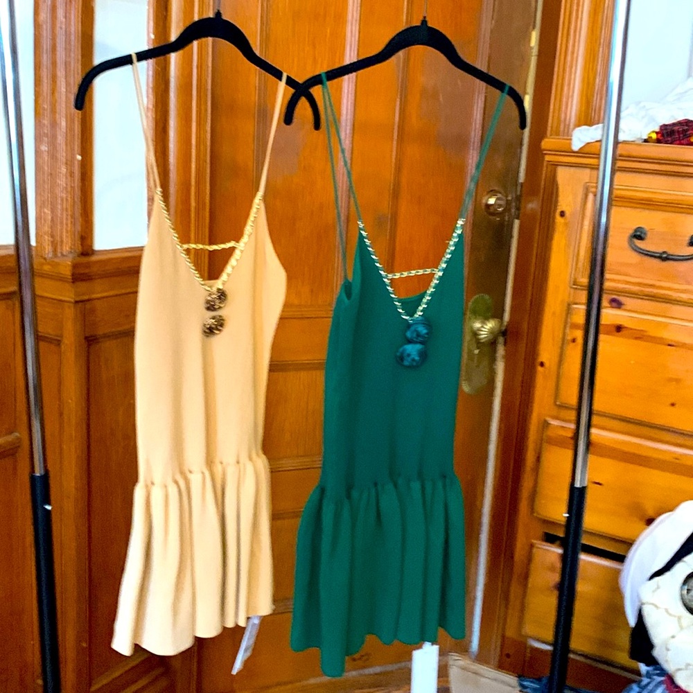 2 mini spaghetti strap dresses, size L, brand Asconti